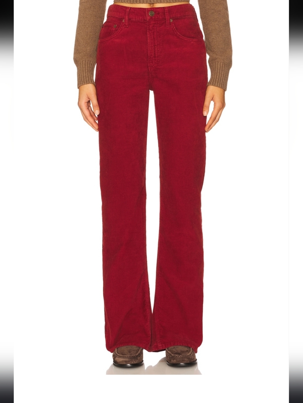 Agolde Mid Rise Boot Kick Cordoruy Pants Brick Red Size 30